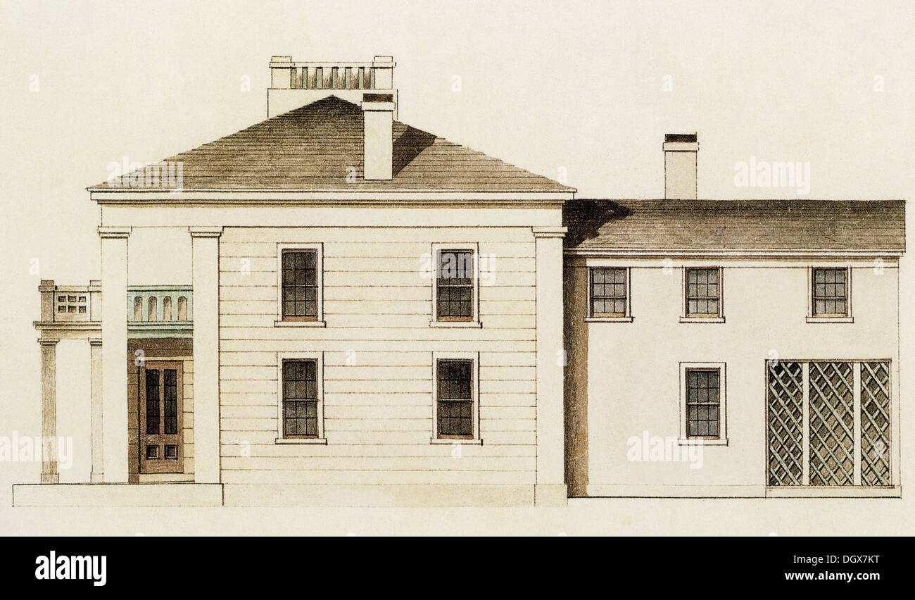 Plan de maison historique, Northampton, Massachusetts, USA, 1854 Banque D'Images