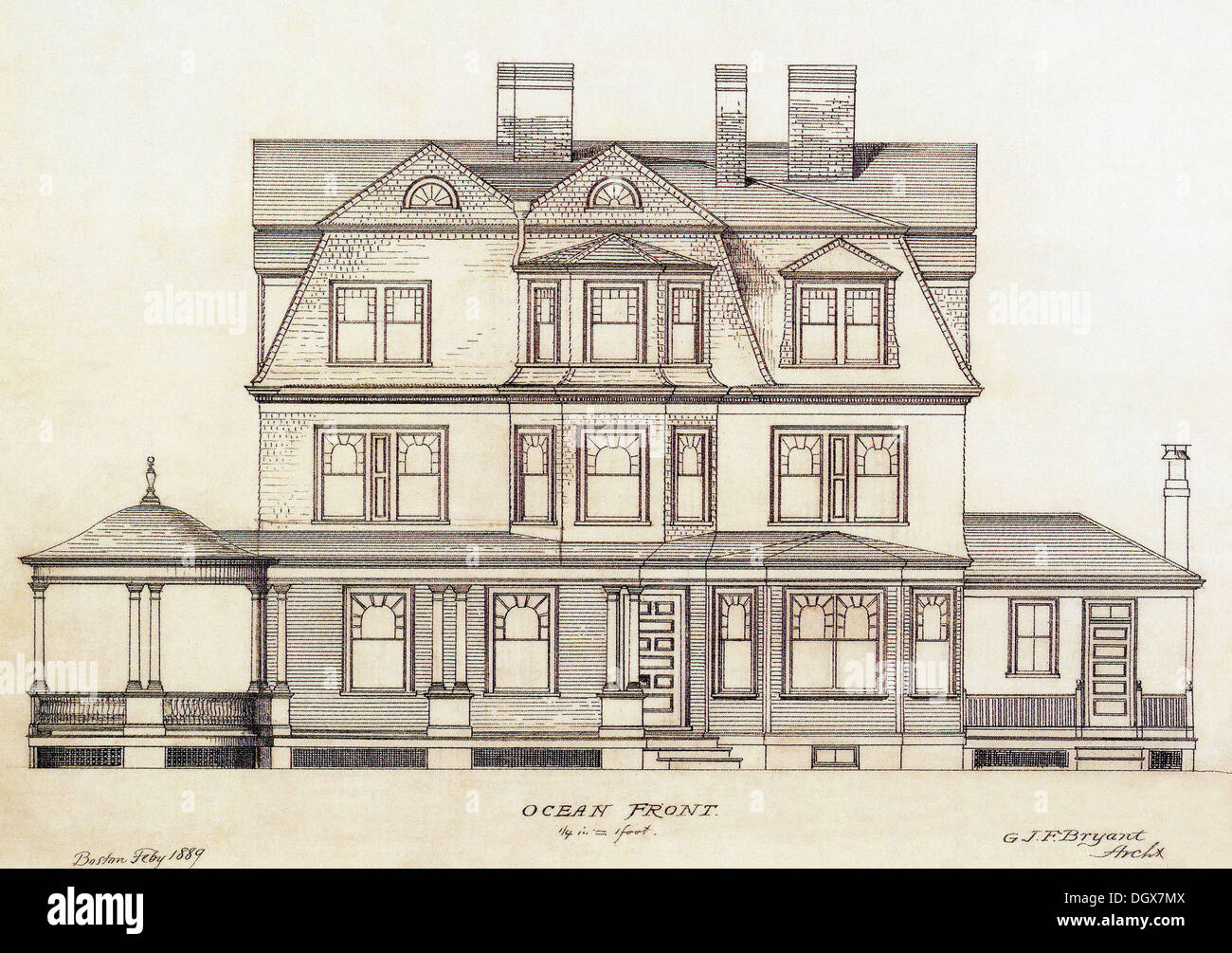 Plan de maison historique, USA, 1889 Banque D'Images