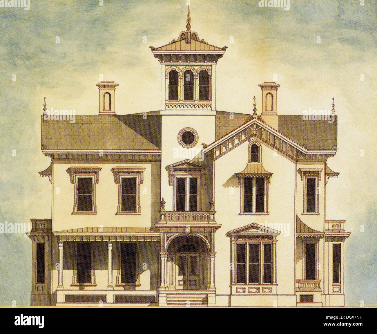 Plan de maison historique, New Hampshire, USA, 1868 Banque D'Images