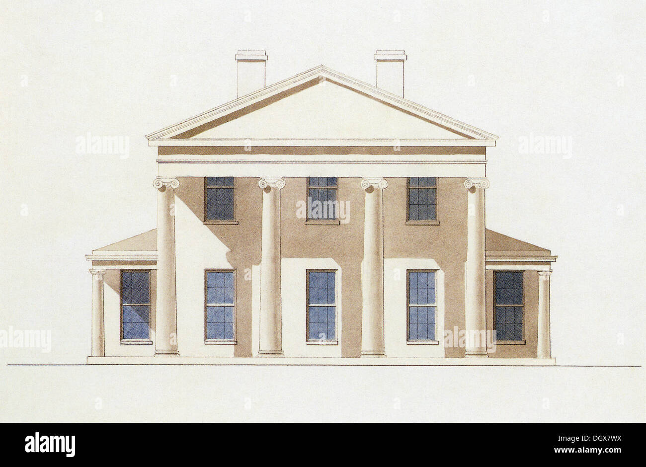 Plan de maison historique, USA 1845 Banque D'Images