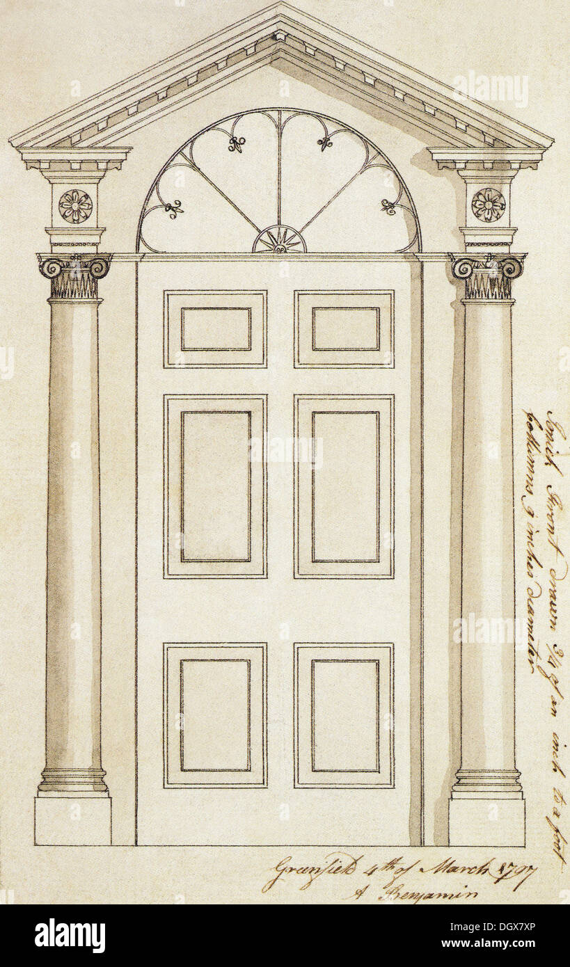 Maison historique plan porte, USA, 1797 Banque D'Images