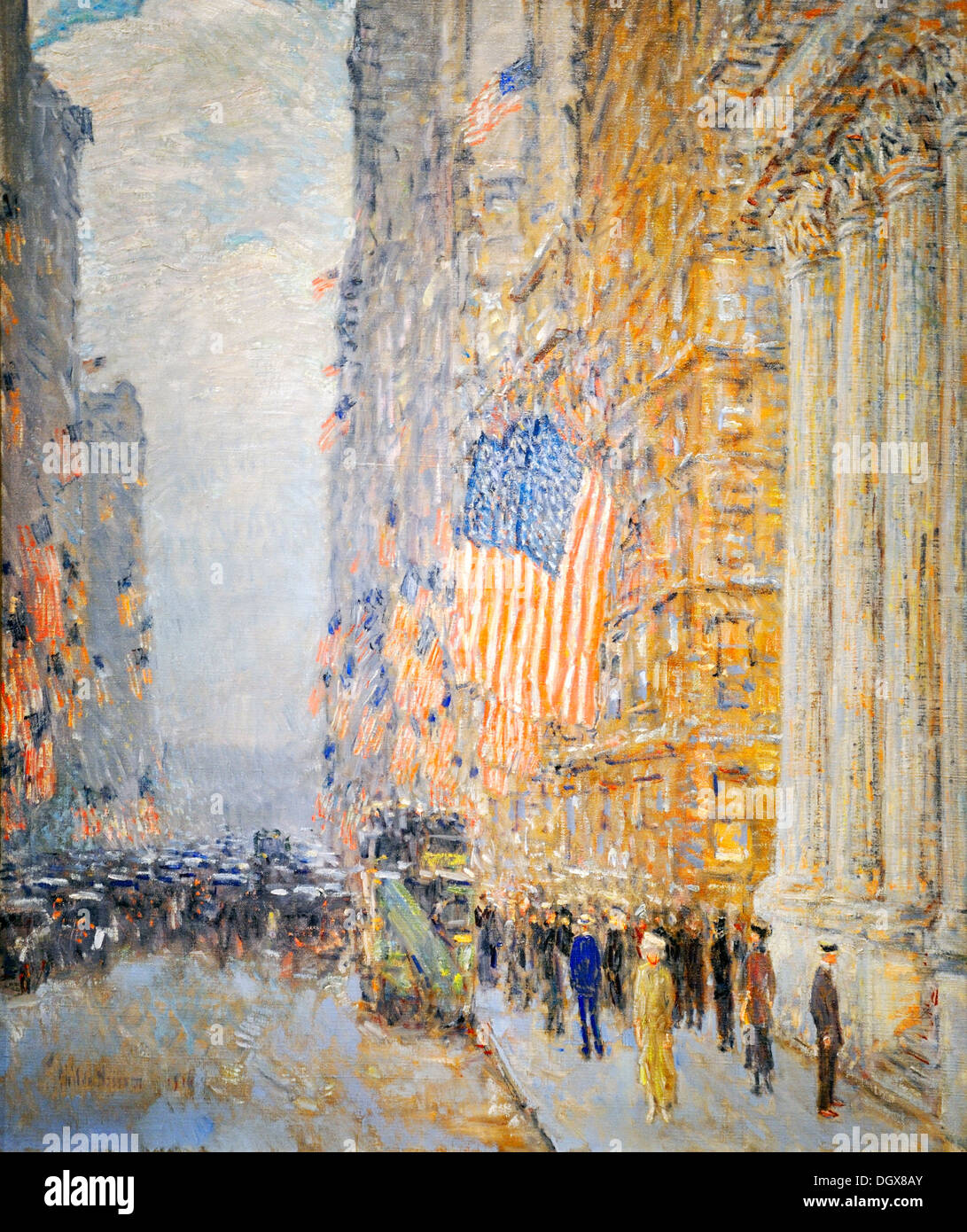 Les drapeaux sur le Waldorf - par Childe Hassam, 1916 Banque D'Images