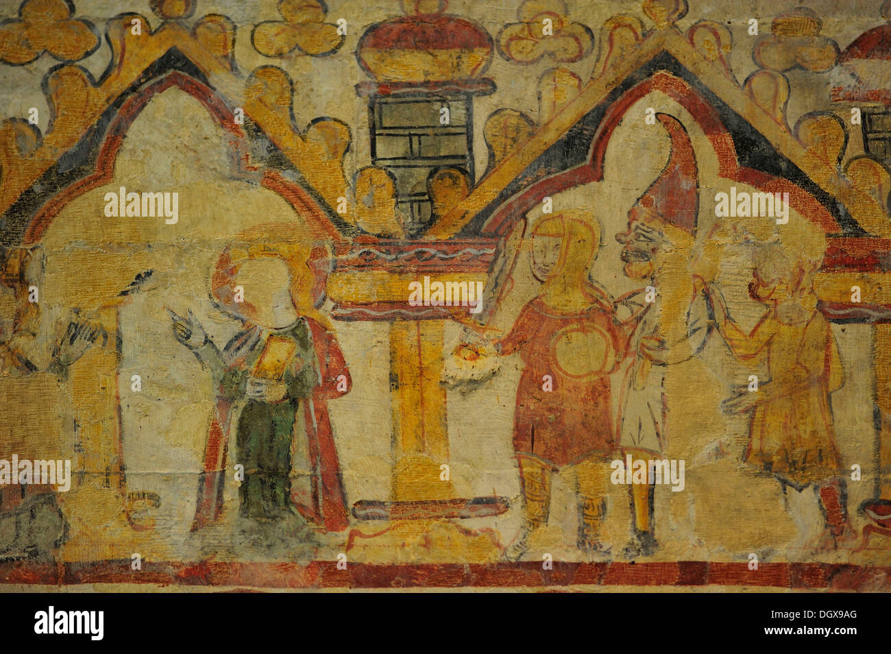 Fresque, église paroissiale catholique de La Garde-Adhémar, milieu du xiie siècle, de style roman provençal, La Garde-Adhémar Banque D'Images