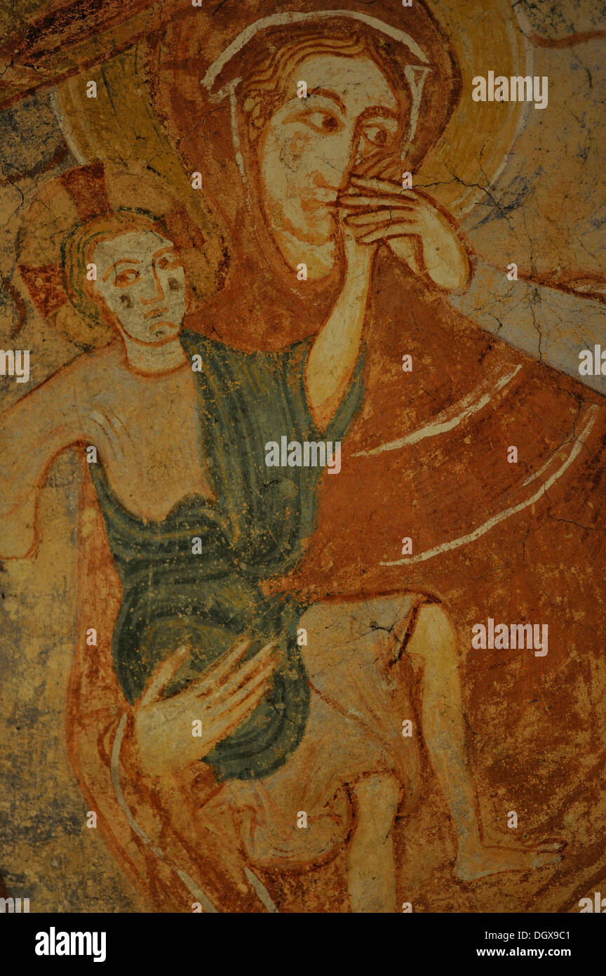 Fresque du 11ème siècle dans l'église abbatiale romane de Saint Savin, Saint-Savin, Département Vienne, Poitou-Charentes Banque D'Images