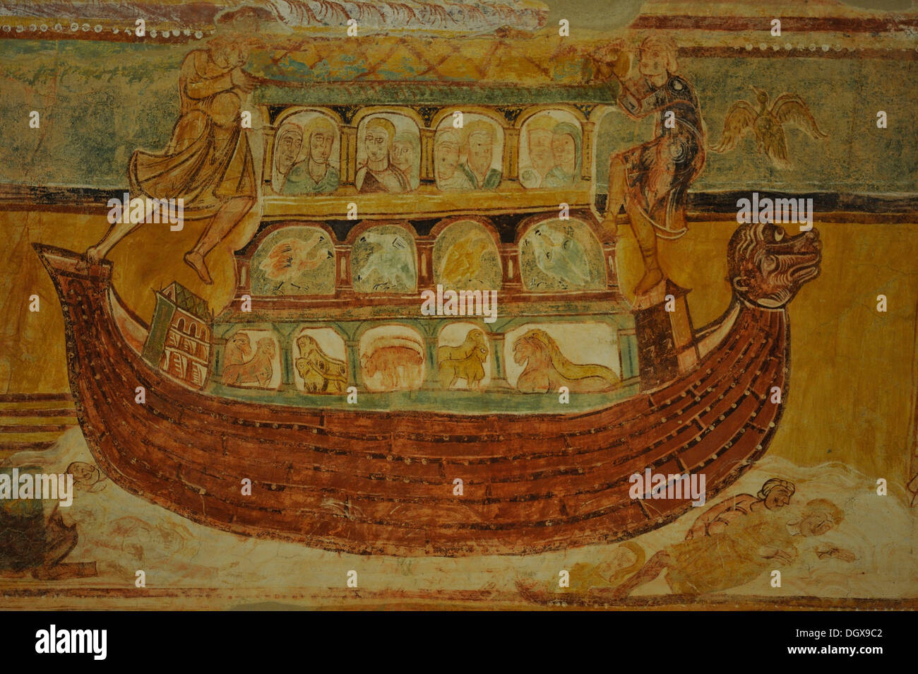 Fresco, l'arche de Noé, dans l'église abbatiale de Saint Savin, Saint-Savin, Département Vienne, Poitou-Charentes, France Banque D'Images Fresco, l'arche de Noé, dans l'église abbatiale de Saint Savin, Saint-Savin, Département Vienne, Poitou-Charentes, France Banque D'Images