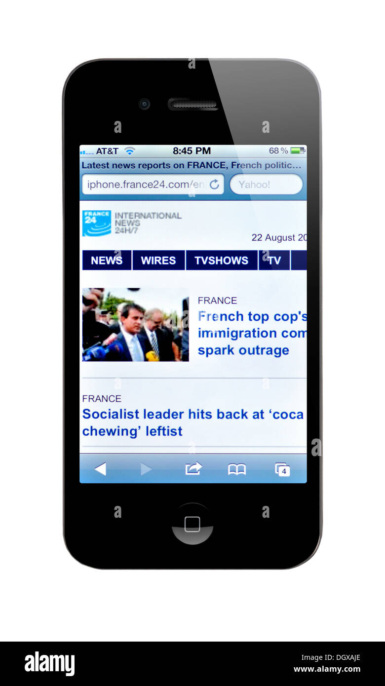 Écran iPhone montrant France site web 24 - International les nouvelles et manchettes récentes Banque D'Images