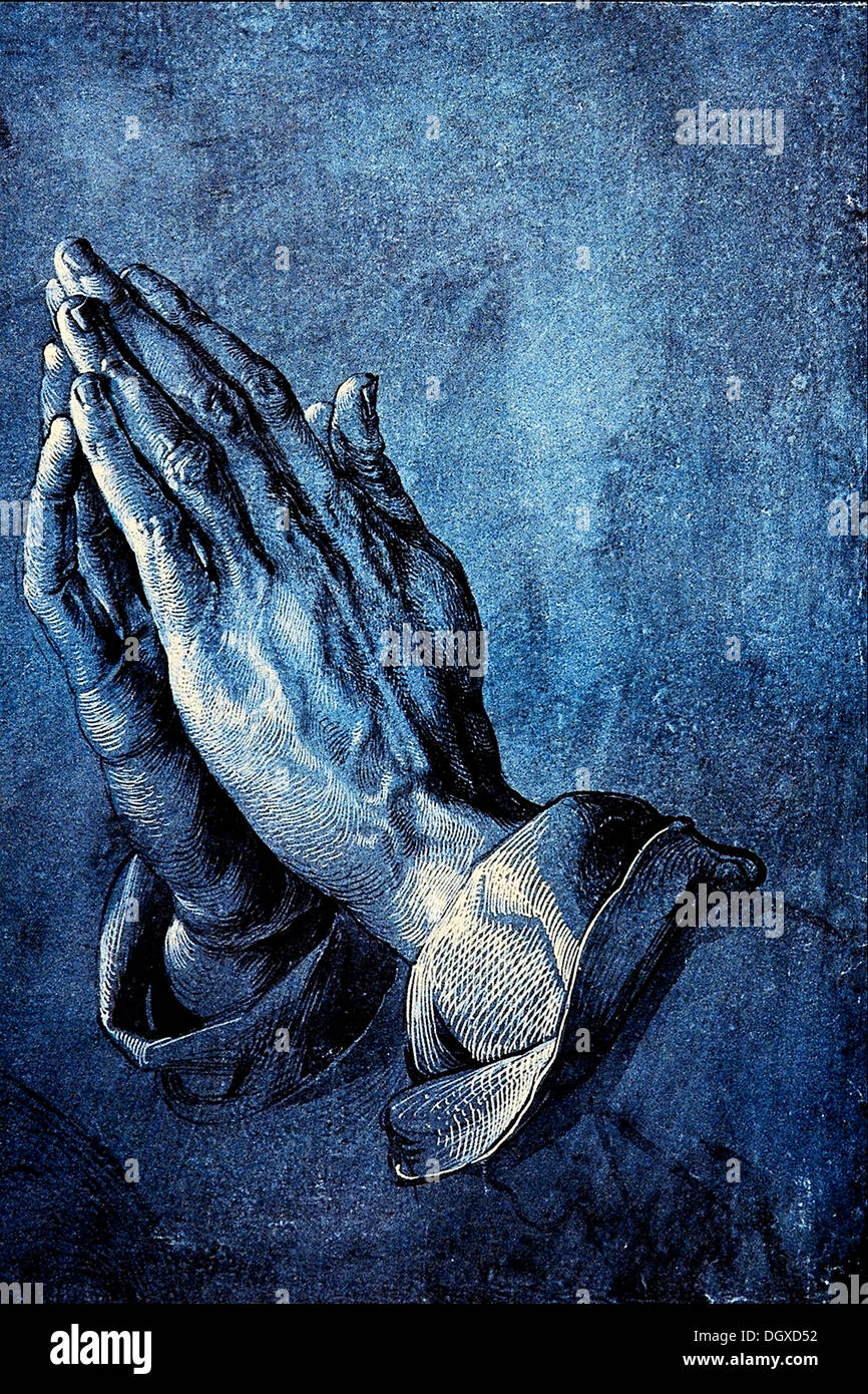 Mains qui prient, dessin, plume et encre Albrecht Dürer, 1508 Banque D'Images
