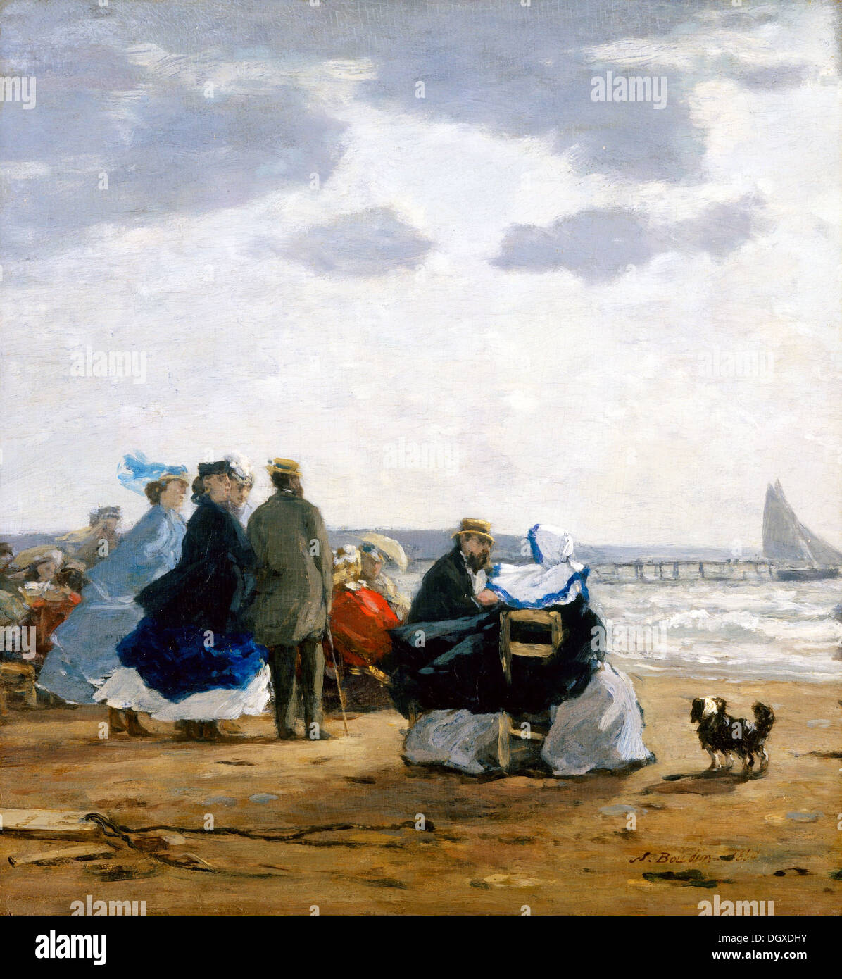 Sur la plage, Dieppe - par Eugène Boudin, 1864 Banque D'Images