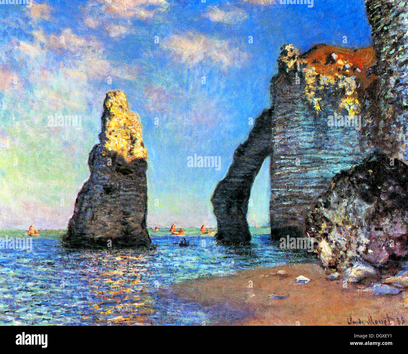 Les falaises d'Etretat - par Claude Monet, 1885 Banque D'Images