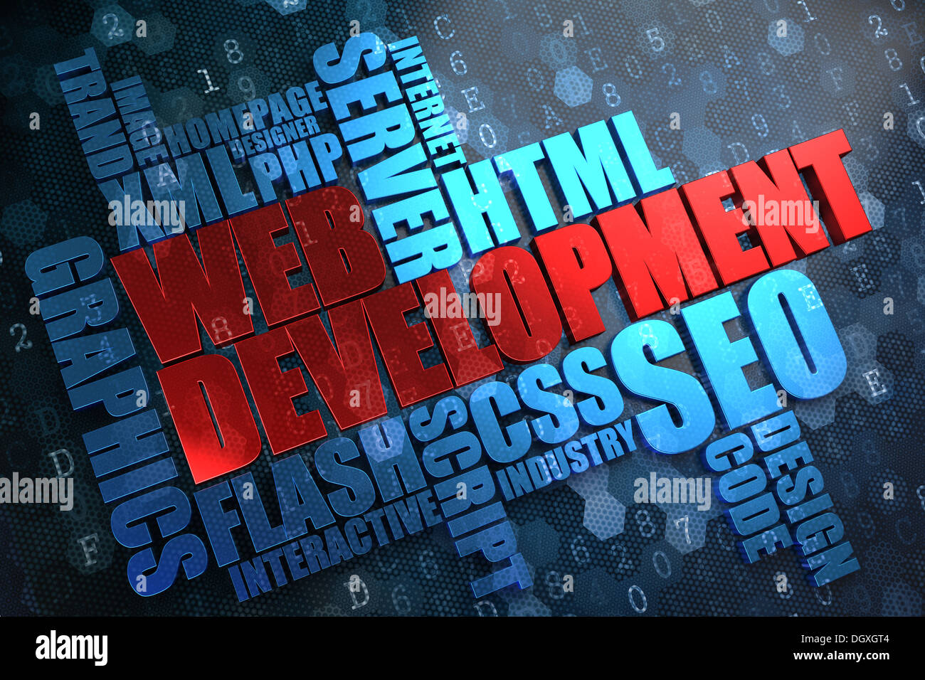 Développement Web. Wordcloud Concept. Banque D'Images