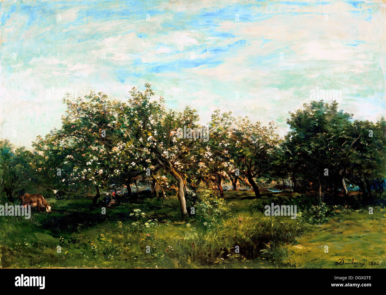 Apple Blossoms - par Charles-François Daubigny, 1873 Banque D'Images
