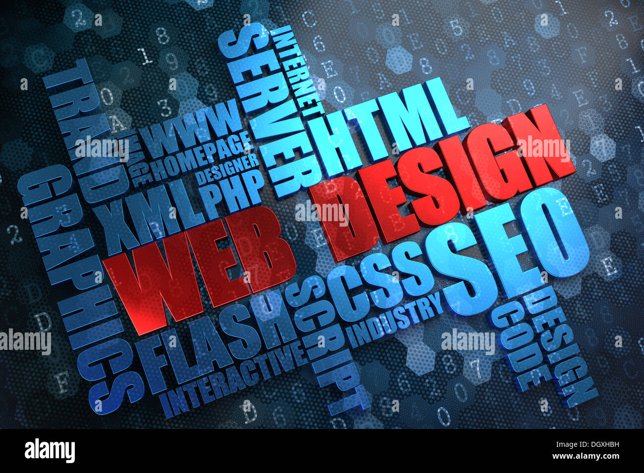 Web Design. Wordcloud Concept. Banque D'Images