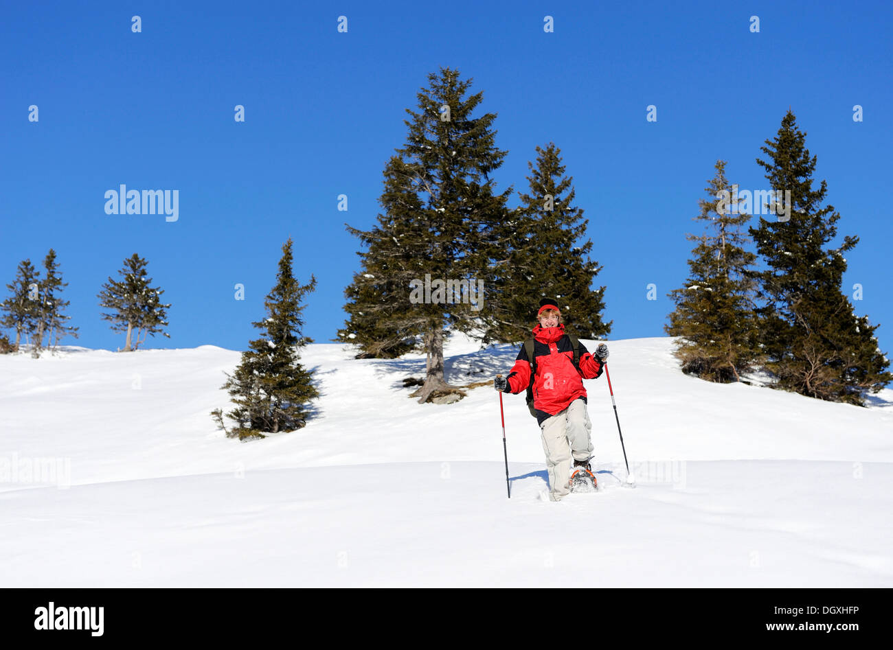 Randonneurs en raquettes, Truebsee, Engelberg, Switzerland, Europe Banque D'Images