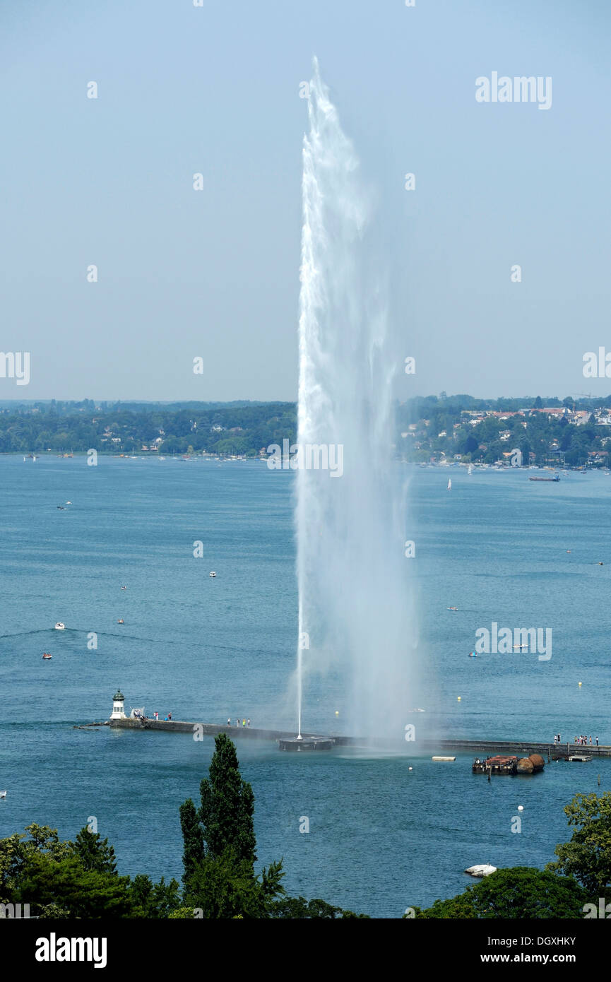 Lac de Genève avec le jet d'eau, Genève, Suisse, Europe Banque D'Images