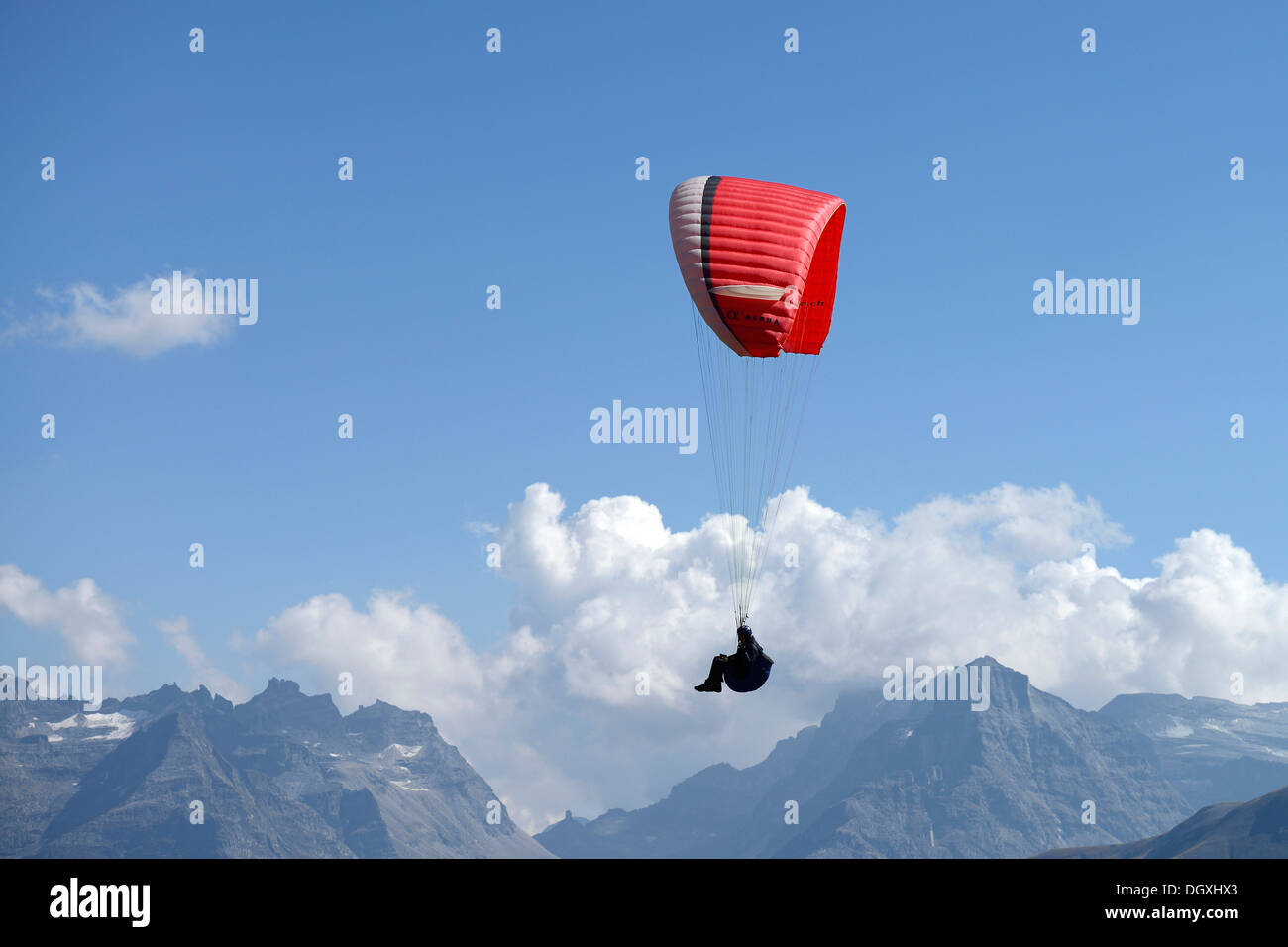 Parapente sur le Valais, Valais, Suisse, Europe Banque D'Images