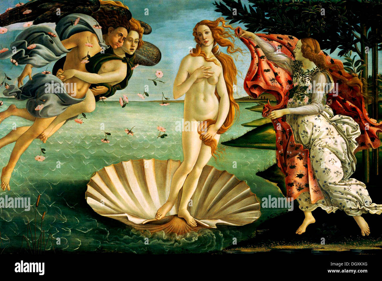 La Naissance de Vénus - par Sandro Botticelli, 1486 - éditorial uniquement. Banque D'Images