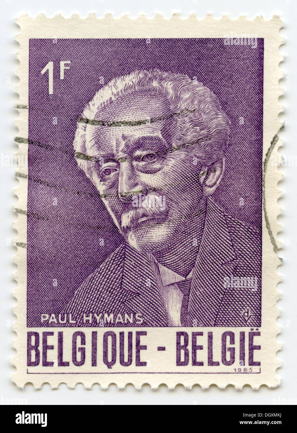 Belgique timbre-poste représentant Paul Hymans, un homme politique belge du Parti Libéral Banque D'Images