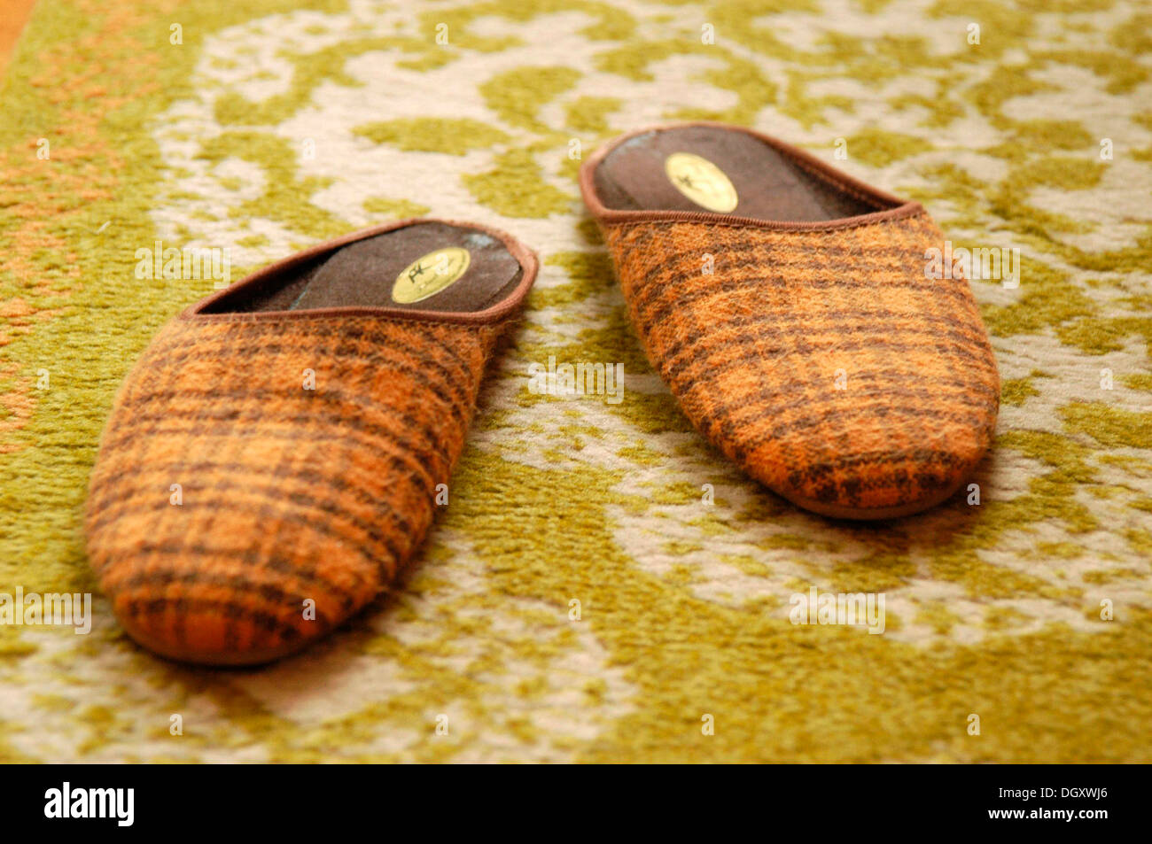 Chaussons sur tapis Banque D'Images