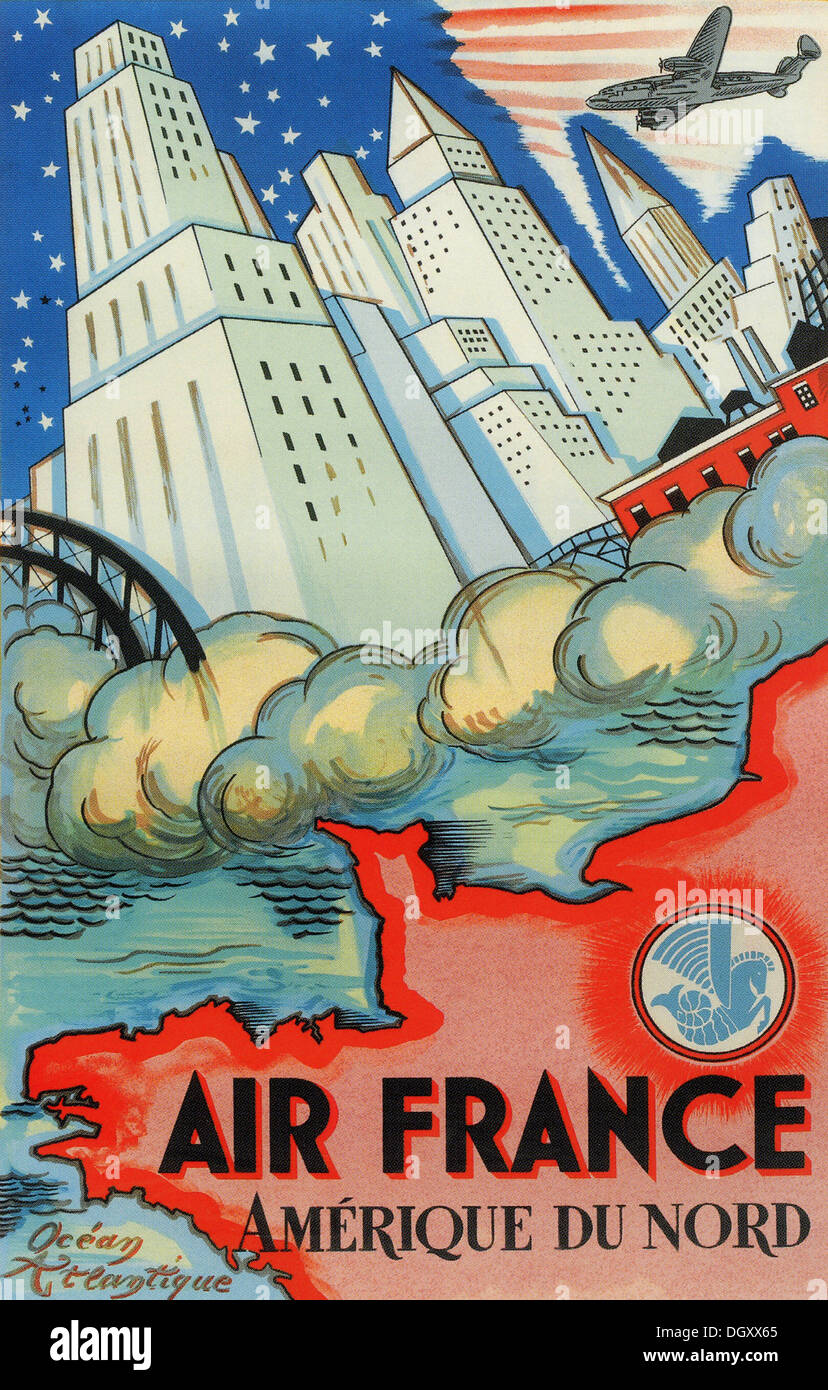 Affiche Air France, 1946 - éditorial uniquement. Banque D'Images