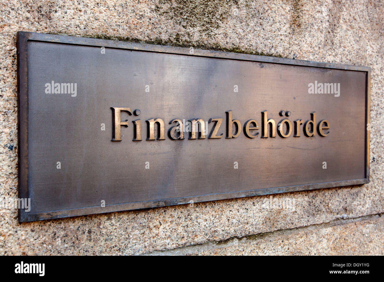 Panneau "Finanzbehoerde', l'allemand pour "l'autorité financière', Hambourg, Hambourg, Allemagne Banque D'Images