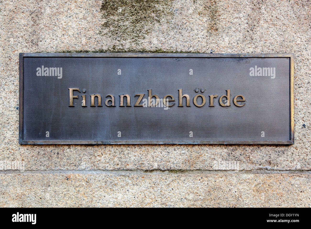 Panneau "Finanzbehoerde', l'allemand pour "l'autorité financière', Hambourg, Hambourg, Allemagne Banque D'Images