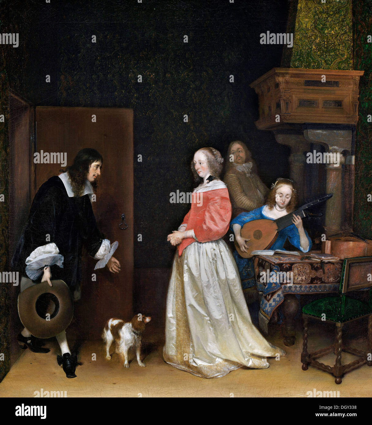 Gerard Ter Borch, le prétendant de sa visite. Circa 1658. Huile sur toile. National Gallery of Art, Washington, D.C. Banque D'Images