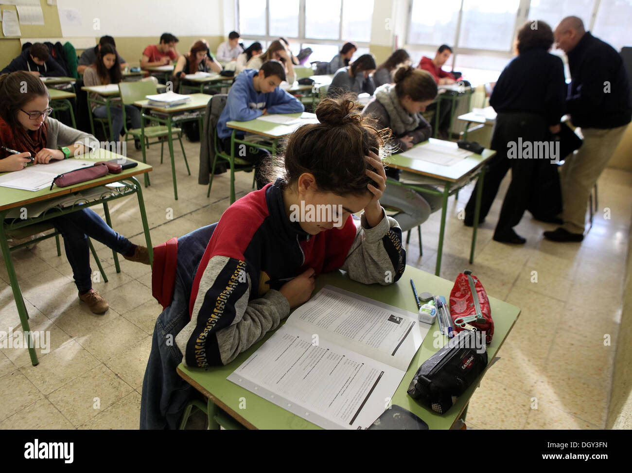 Vu les élèves dans leur classe à Mallorca, Espagne Banque D'Images