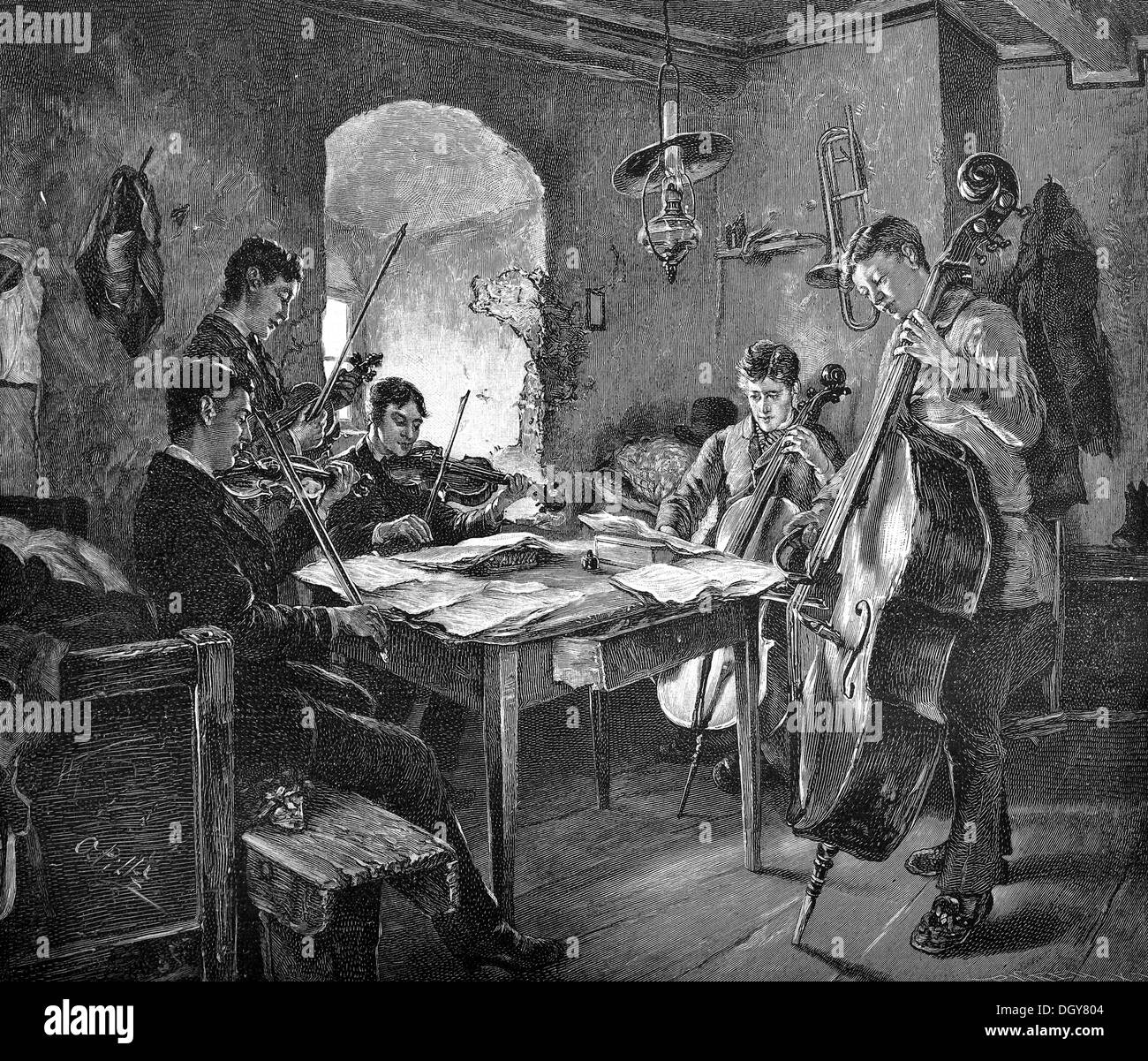 La House Music, illustration de l'annuaire Moderne Kunst dans Meisterholzschnitten, l'Art Moderne dans la gravure sur bois, 1900 Banque D'Images