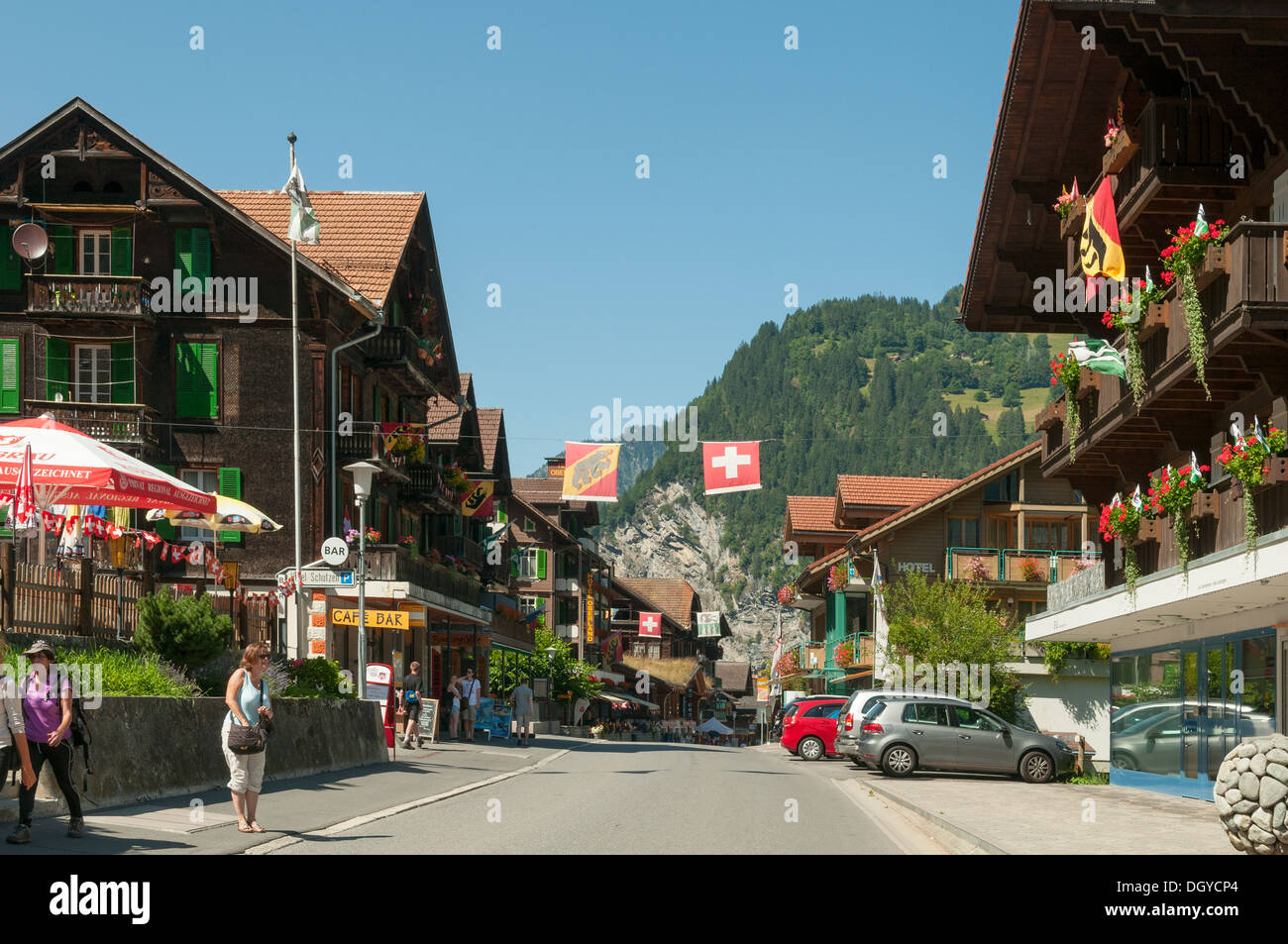 Main Street, Lauterbrunnen, Suisse Banque D'Images