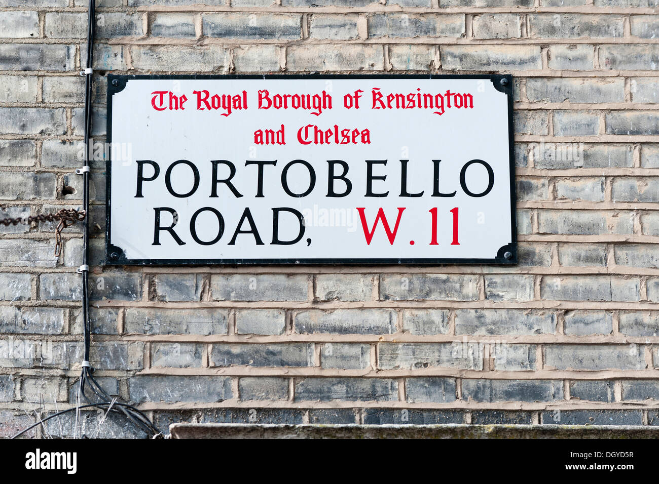 Road sign, Portobello Road, Notting Hill, Londres, Angleterre, Royaume-Uni, Europe Banque D'Images