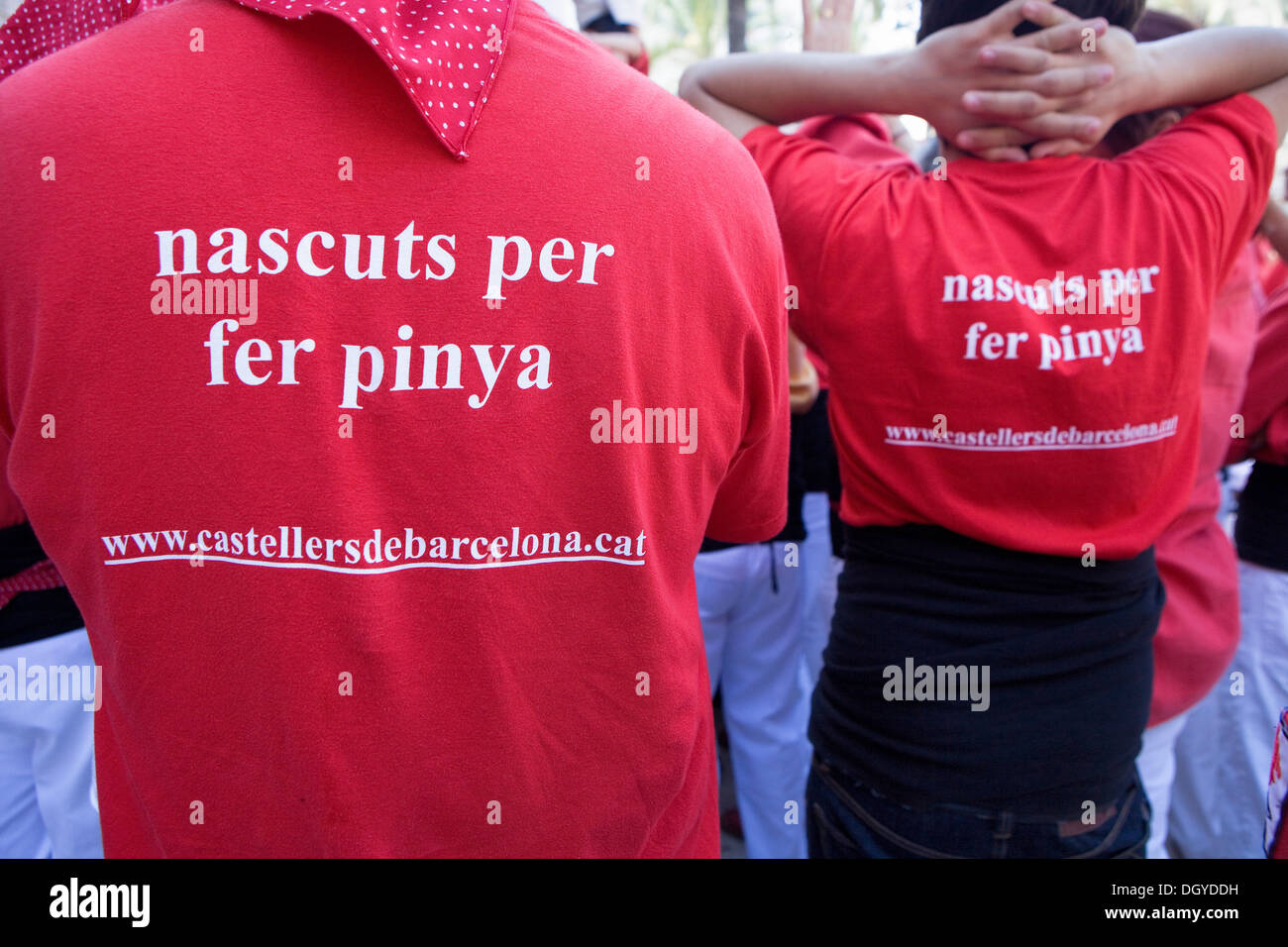 Castellers de Barcelona.Plaça de la Vila. Vilanova i la Geltrú, province de Barcelone, Catalogne, Espagne. Banque D'Images