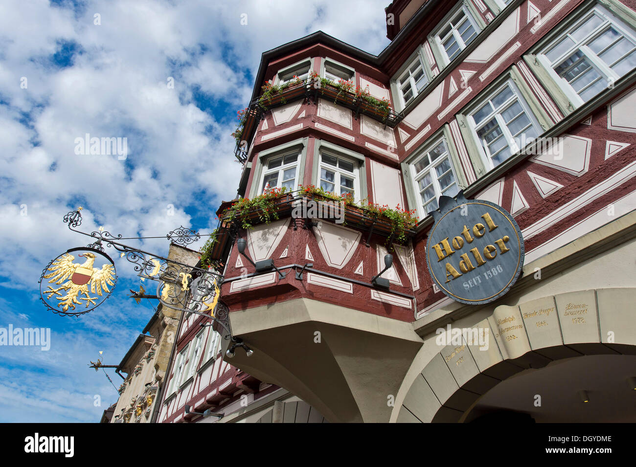 Bâtiment historique, aujourd'hui l'hôtel Adler, quartier historique de Schwaebisch Hall, région Hohenlohe, Bade-Wurtemberg Banque D'Images