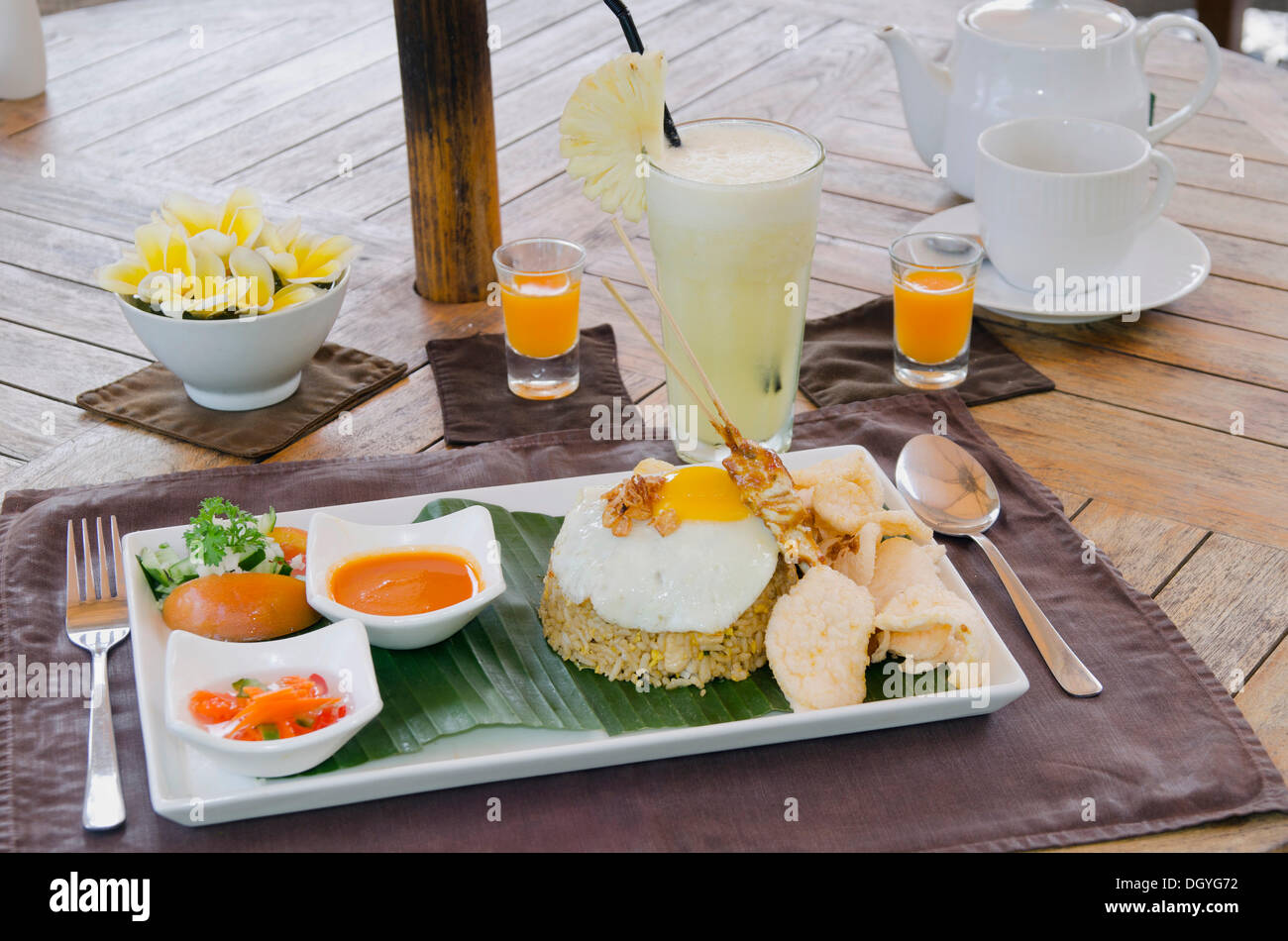 Nasi Goreng, riz frit indonésien, une cuisine indonésienne, dans un restaurant, Ubud, Bali, Indonésie Banque D'Images