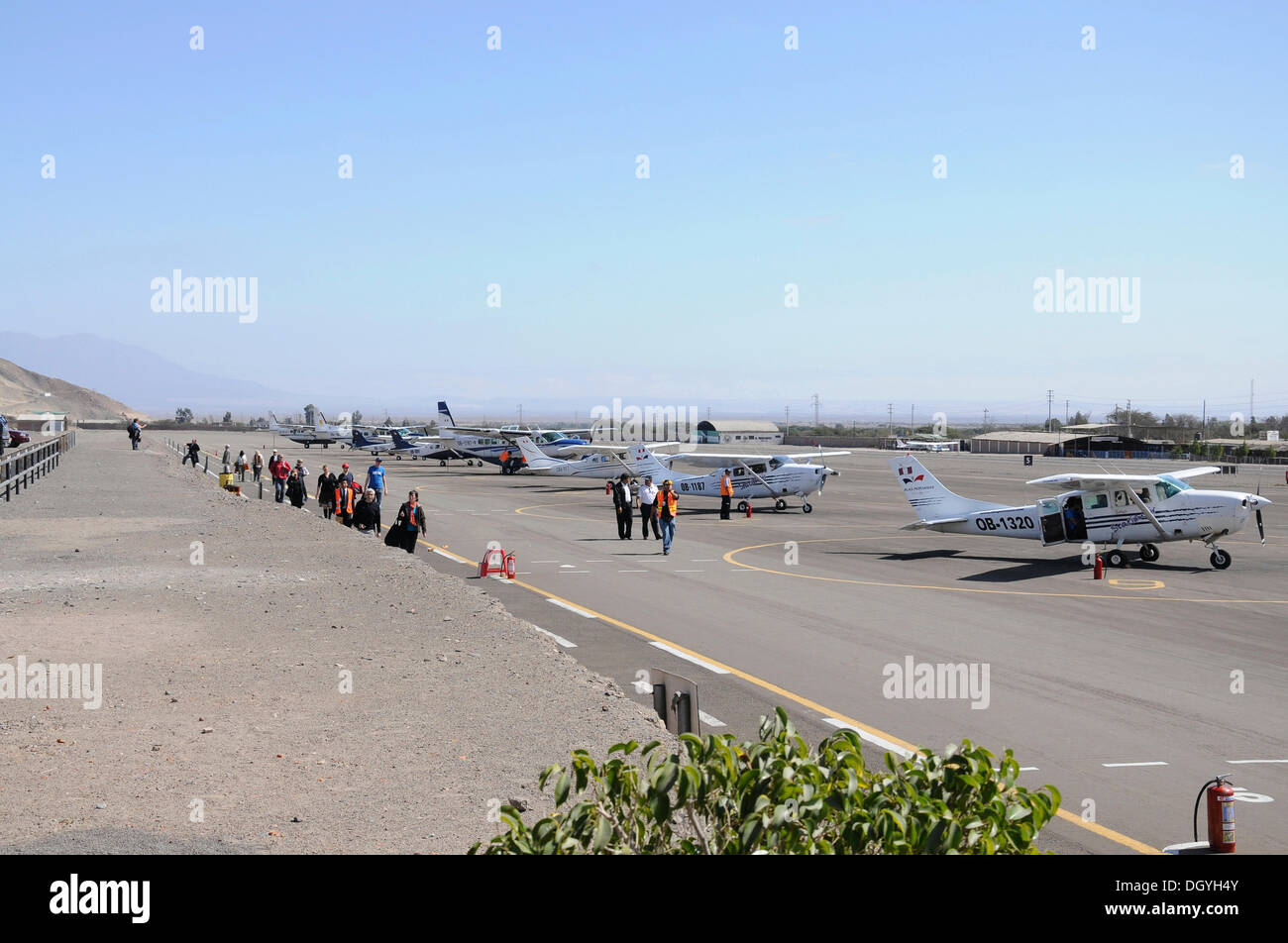 L'aéroport, lignes de Nazca, Nazca, Pérou, Amérique du Sud, Amérique latine Banque D'Images