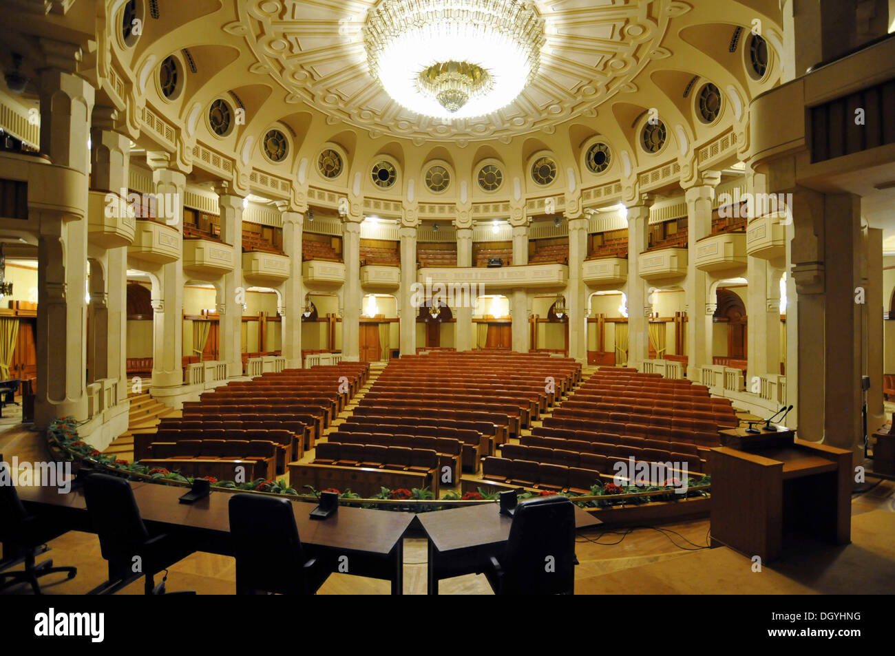 Theatre, de l'intérieur, Palais du Parlement, Bucarest, Roumanie, Europe Banque D'Images