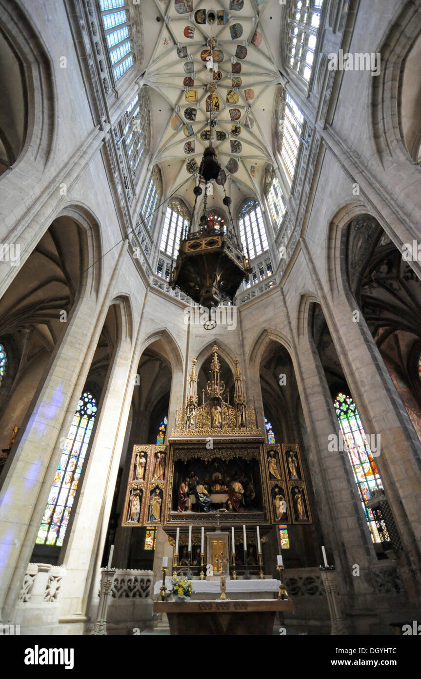 Vue de l'intérieur, autel, voûte croisée, st. Barbara church, Kutna Hora, République tchèque, europa Banque D'Images