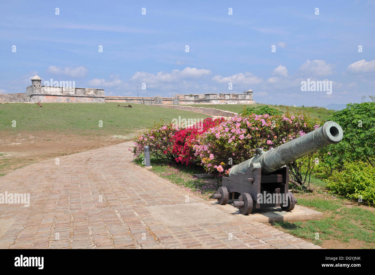 Cannon, El Morro, Morro Castle, Santiago de Cuba, le quartier historique, Cuba, Caraïbes, Amérique Centrale Banque D'Images