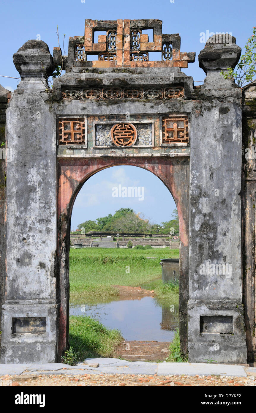Gate, la citadelle, Hue, Vietnam, Asie du sud-est Banque D'Images
