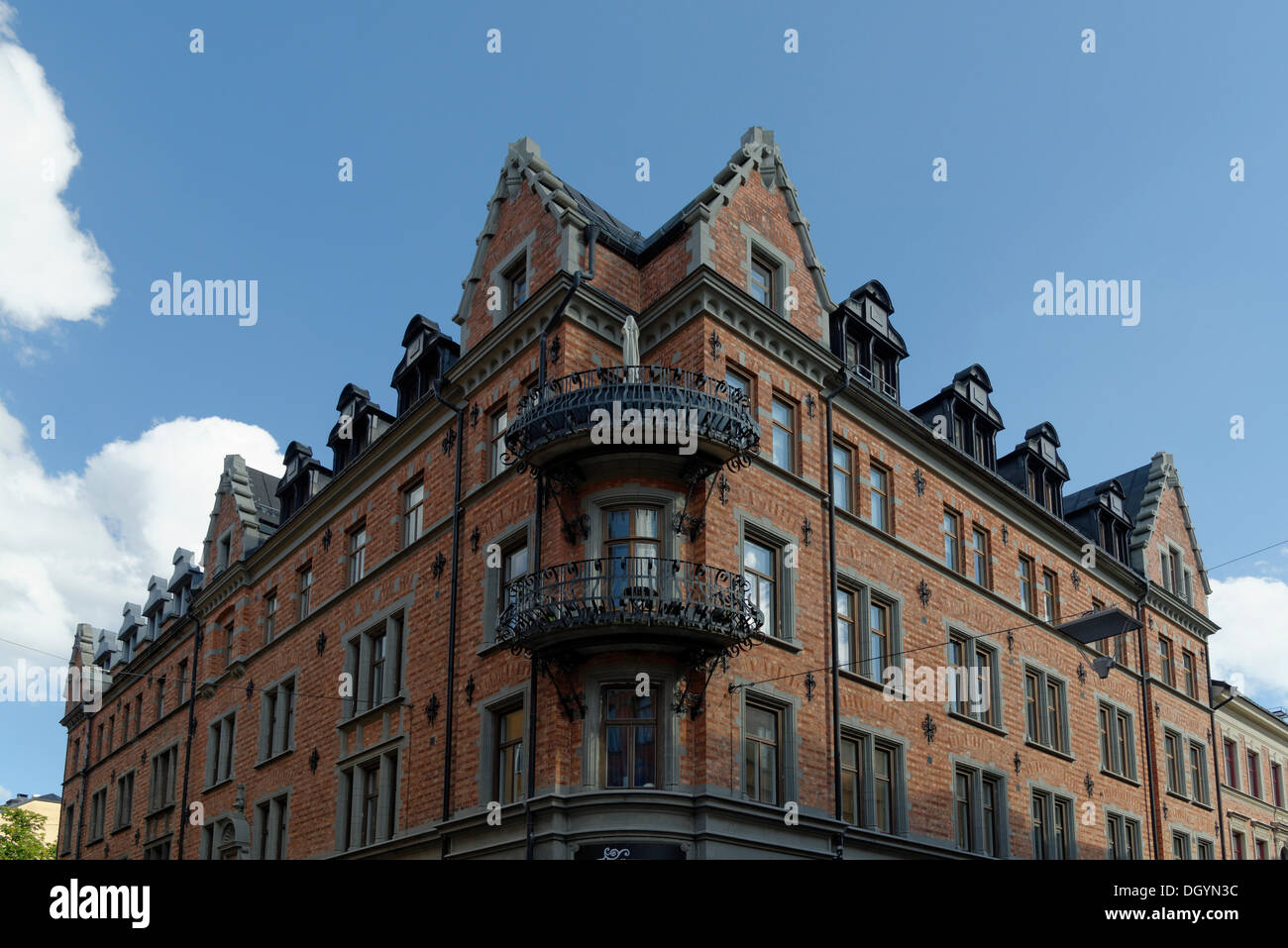 Maison d'angle sur Goetgatan, suédois pour Goth Street, Södermalm, à Stockholm, Stockholm, Suède Comté Banque D'Images