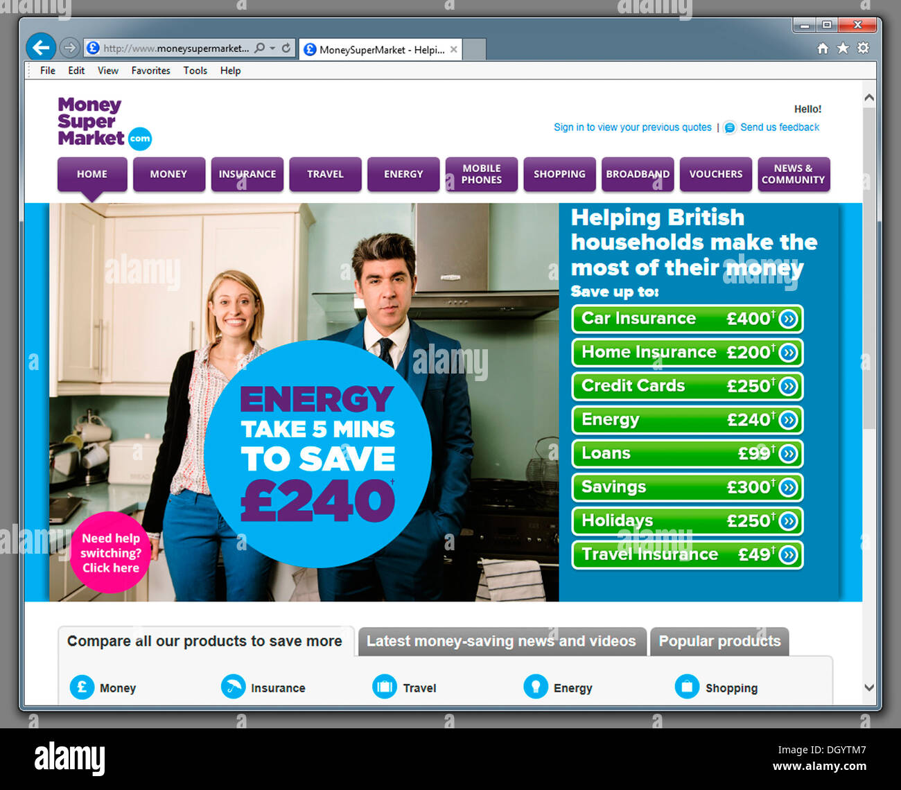 Comparaison de prix supermarché argent Site Web. Banque D'Images