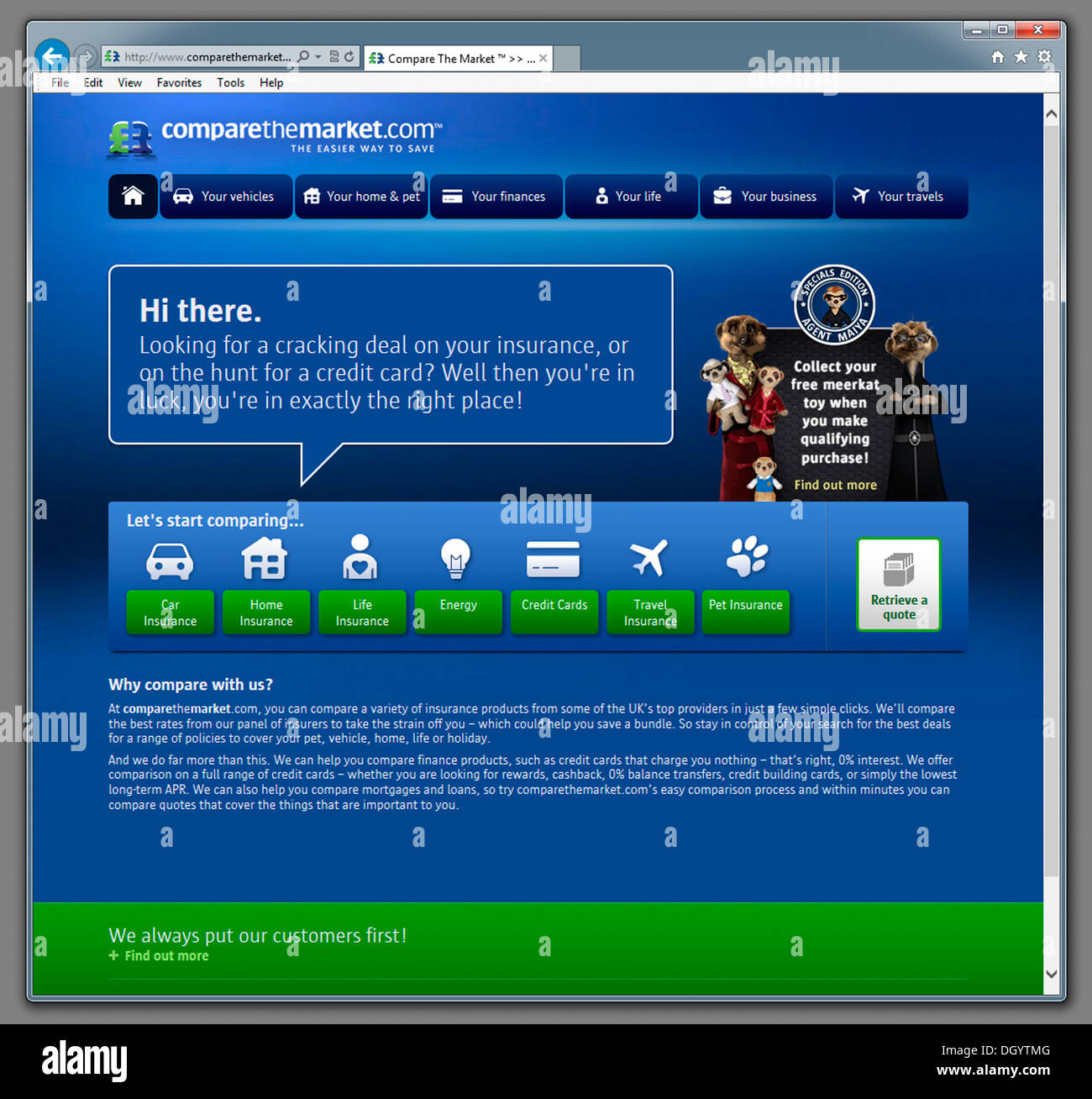 Comparer les prix de marché Site Web. Banque D'Images