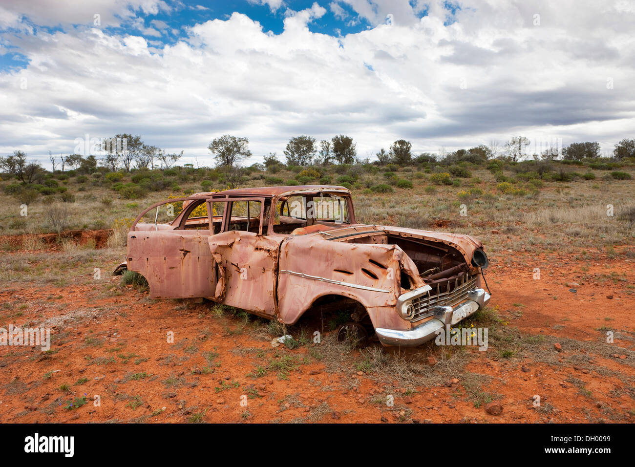 Accident de voiture dans l'outback, Territoire du Nord, Australie Banque D'Images