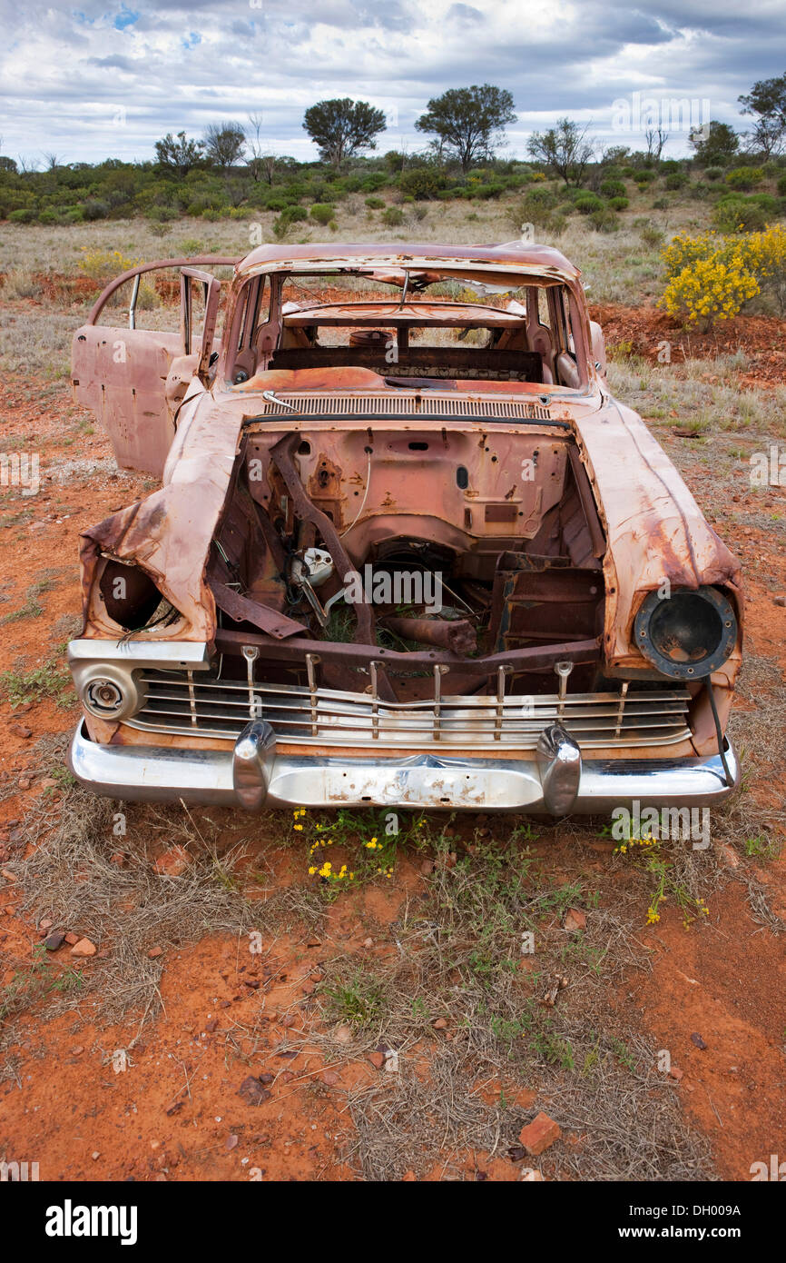 Accident de voiture dans l'outback, Territoire du Nord, Australie Banque D'Images