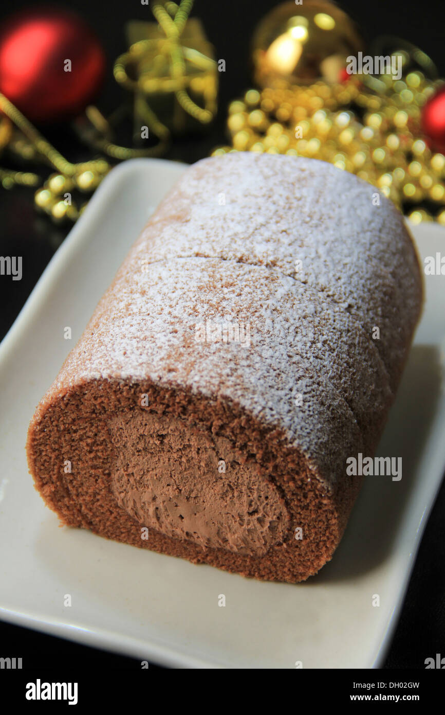 Gâteau Roulé au chocolat Banque D'Images