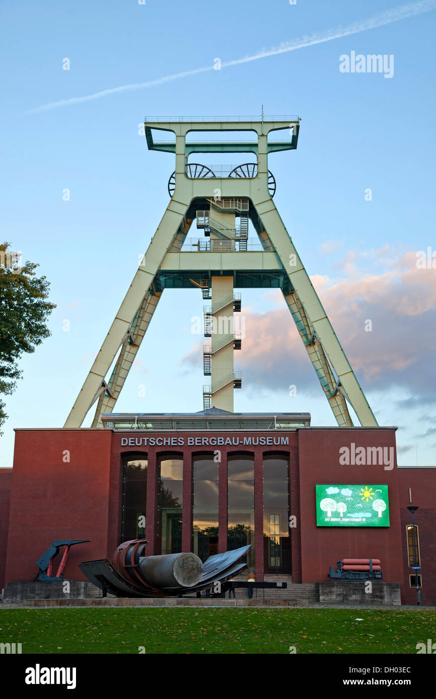 Le Musée allemand de la mine, 'Deutsches Bergbau-Museum' avec chevalement, Bochum, Rhénanie du Nord-Westphalie Banque D'Images