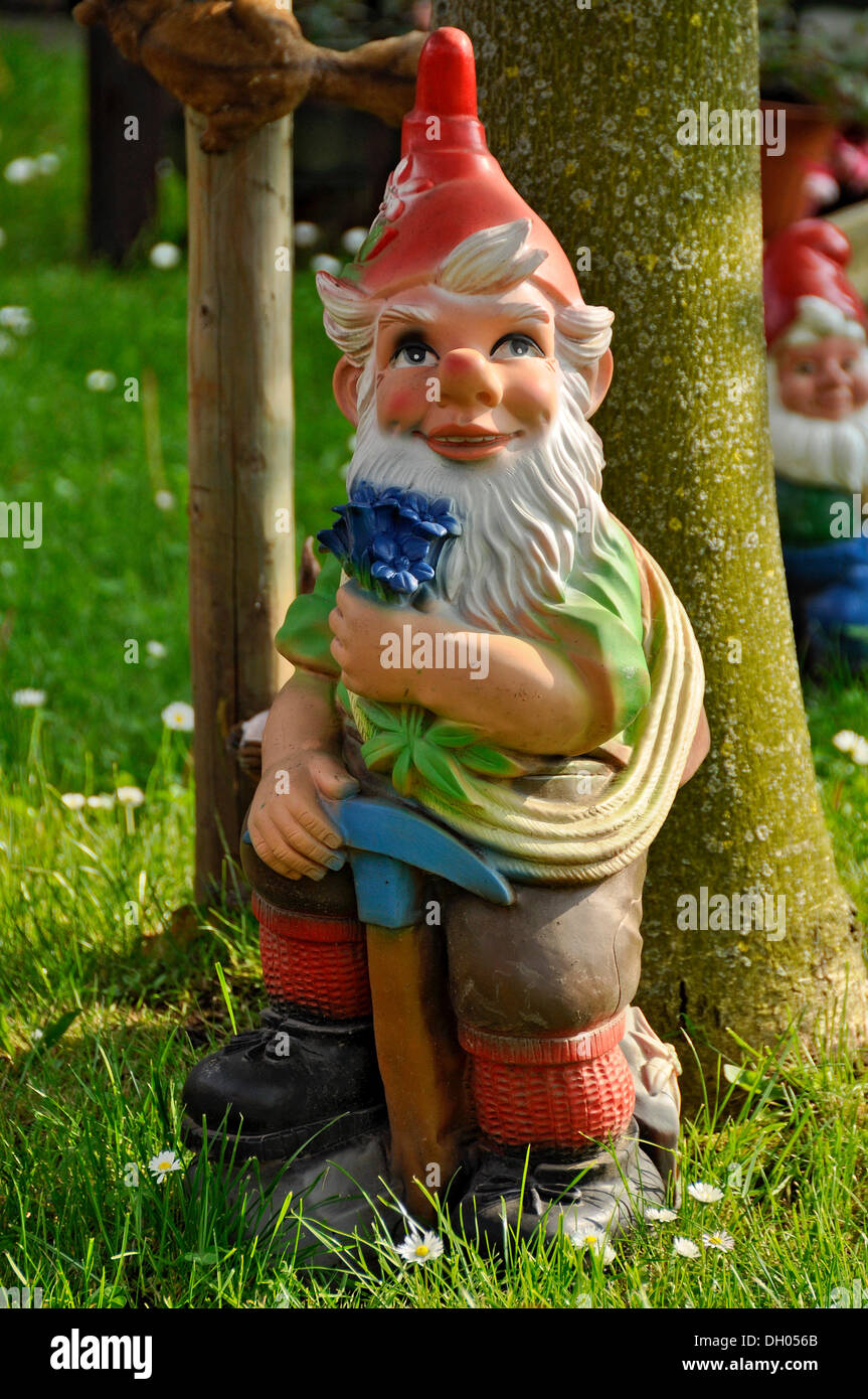 Garden Gnome en tant qu'alpiniste, près de Bueches Buedingen, Hesse, PublicGround Banque D'Images