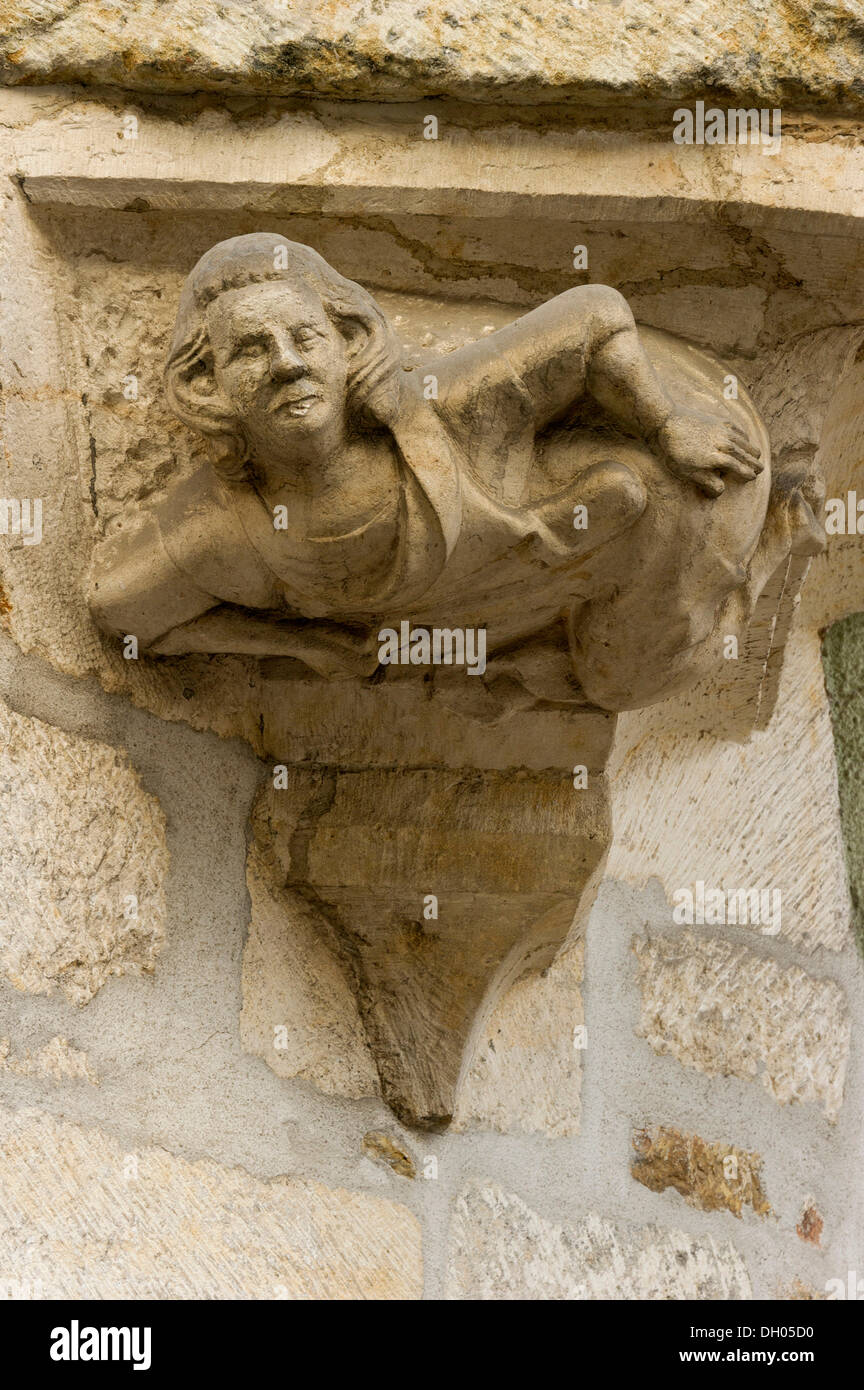 Maison en pierre avec une inscription figure pointant leurs fesses en direction de l'Hôtel de Ville, Maison de la cité médiévale, Gumprecht patricienne Banque D'Images