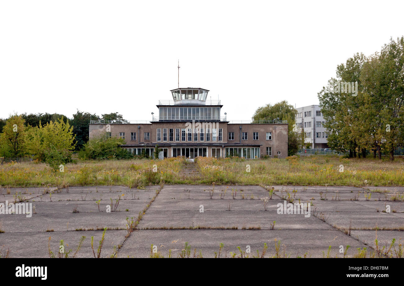 Mockaus aéroport, un ancien terminal et la tour, Leipzig, Saxe, PublicGround Banque D'Images