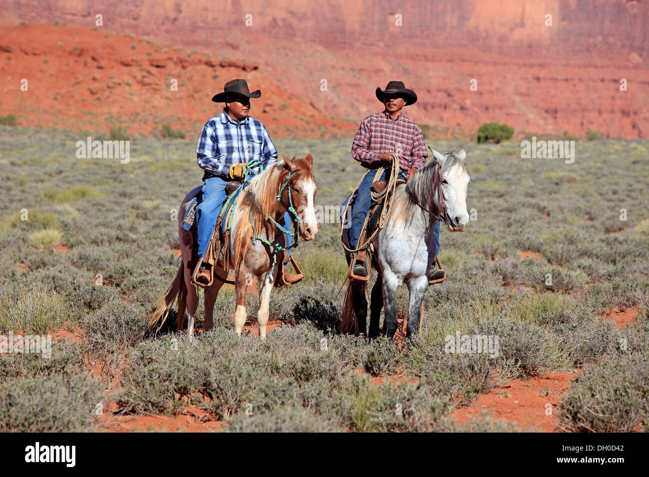 Cowboys Navajo comté sur Mustang, Utah, United States Banque D'Images