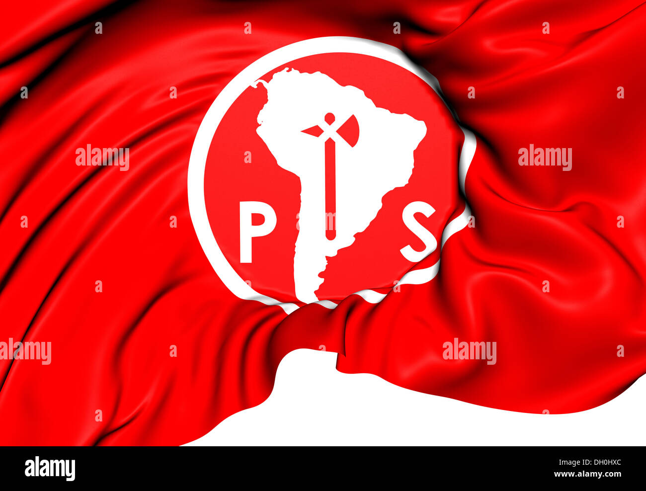 Parti socialiste du Chili Drapeau. Close Up. Banque D'Images